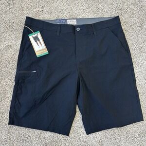 NewWeatherproof Shorts Men's 38 Black Flat Front 10.5 Inseam Stretch Hiking Golf